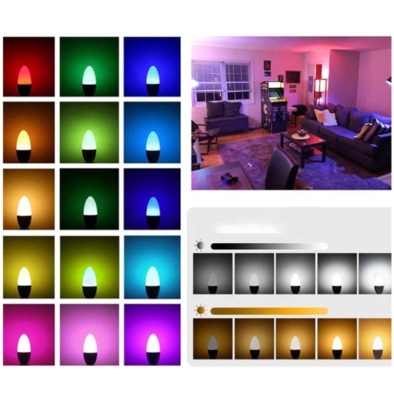 FXPOT Smart Led Light Dimmable RGB CCT Color Change Bulb Remote Control E27 E26 E14 B22 Smart Candle Light Led Bulb