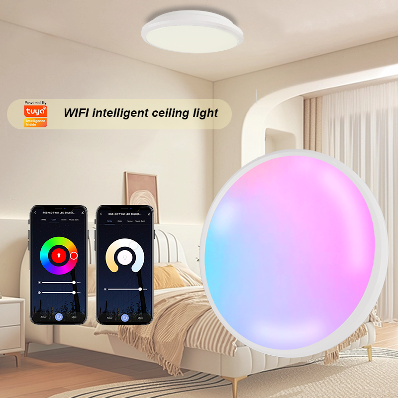 Wholesale Custom 24w Tuya round Shape 20W Dimmable Wifi Smart Voice lamp Control app rgb Smart Ceiling Light for bedroom