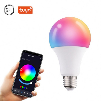 Fxpot Smart Led Light Bluetooth Tuya Control RGB Dimmable Alexa Smart Wifi Bulb Light B22 E27 E26 10w Led Smart Bulb Alexa Lamp