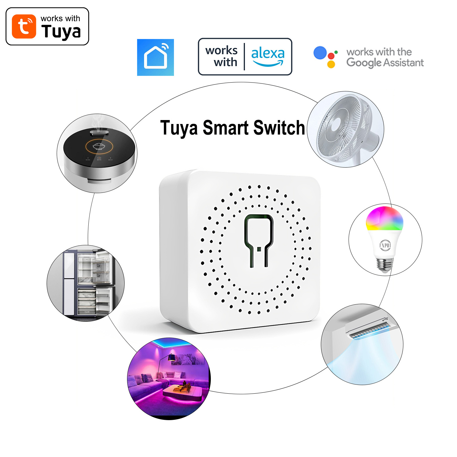 DIY 2 Way App voice remote Control 16A dc smart curtain home light wireless alexa Wifi mini Tuya smart switch