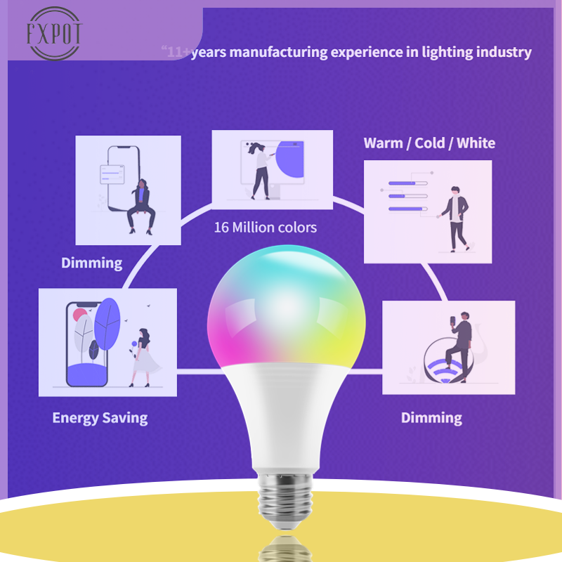 US E26 EU E27 wifi smart bulb custom esp8285 firmware re-engineering by Tasmota reflash Tooya OEM 7w 9w smart home light