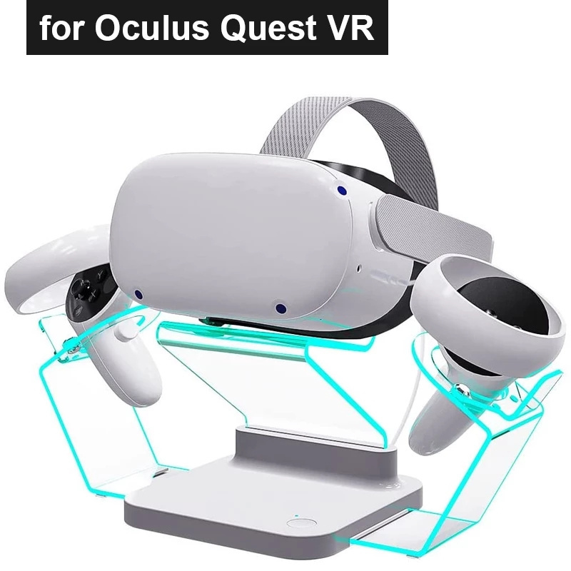 Charging Stand for Oculus Quest 2 Universal Meta Quest Controller RGB VR Headset Dock LED Illuminated Acrylic Floating Design