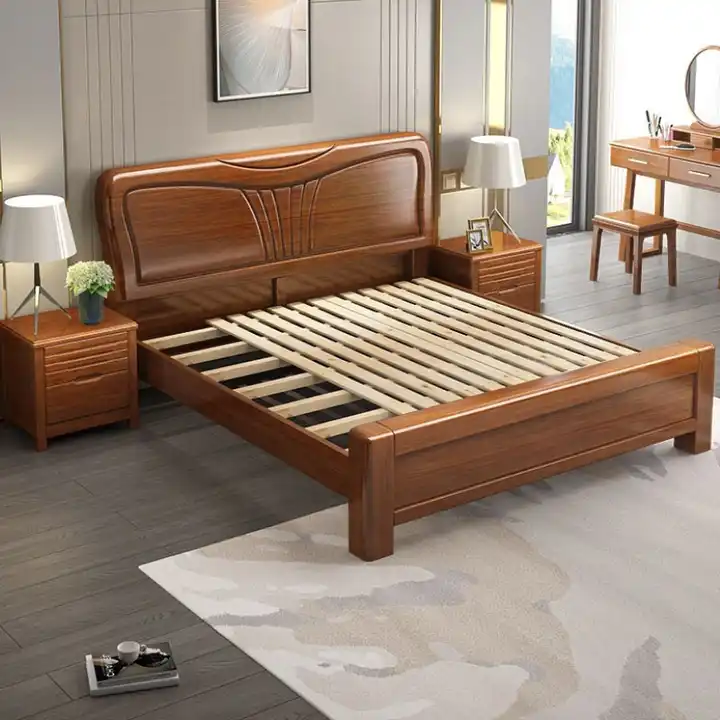 Modern solid wood storage bed 1.5/1.8 single and double bedroom hotel apartment factory direct delivery