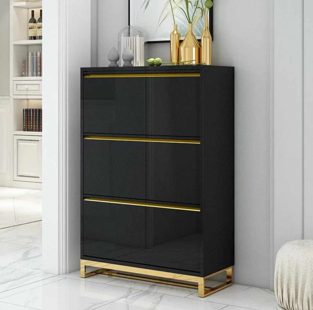 Modern wooden shoe cabinet ultra thin tipping bucket shoe rack cabinet living room shoe cabinet furniture bedroom room