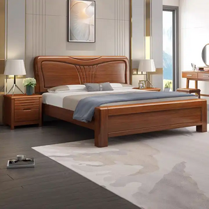 Modern solid wood storage bed 1.5/1.8 single and double bedroom hotel apartment factory direct delivery