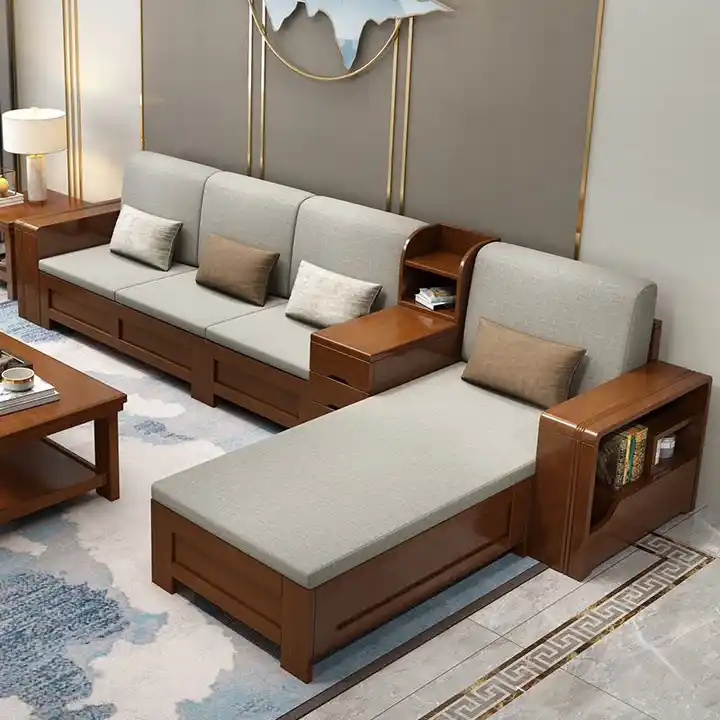 Nordic simple and modern design of the size of the living room furniture combination set solid wood sofa