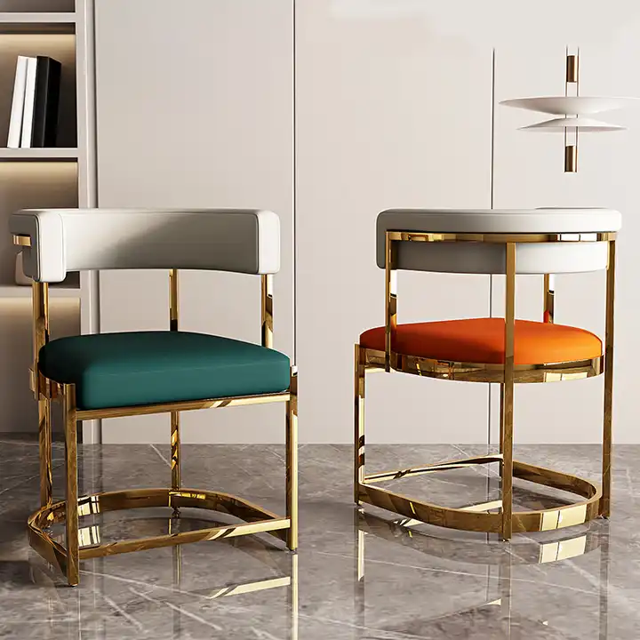 Living Room Chairs Nordic Luxury Gold Leather Metal Cheap Home Furniture Modern Restaurant Dining Dinning Room Chair