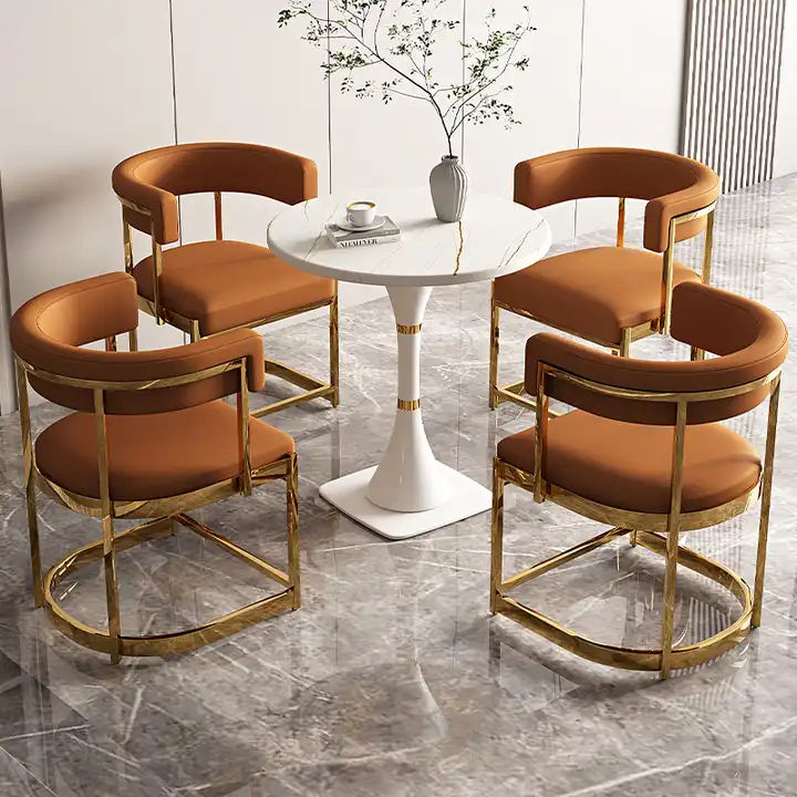 Living Room Chairs Nordic Luxury Gold Leather Metal Cheap Home Furniture Modern Restaurant Dining Dinning Room Chair