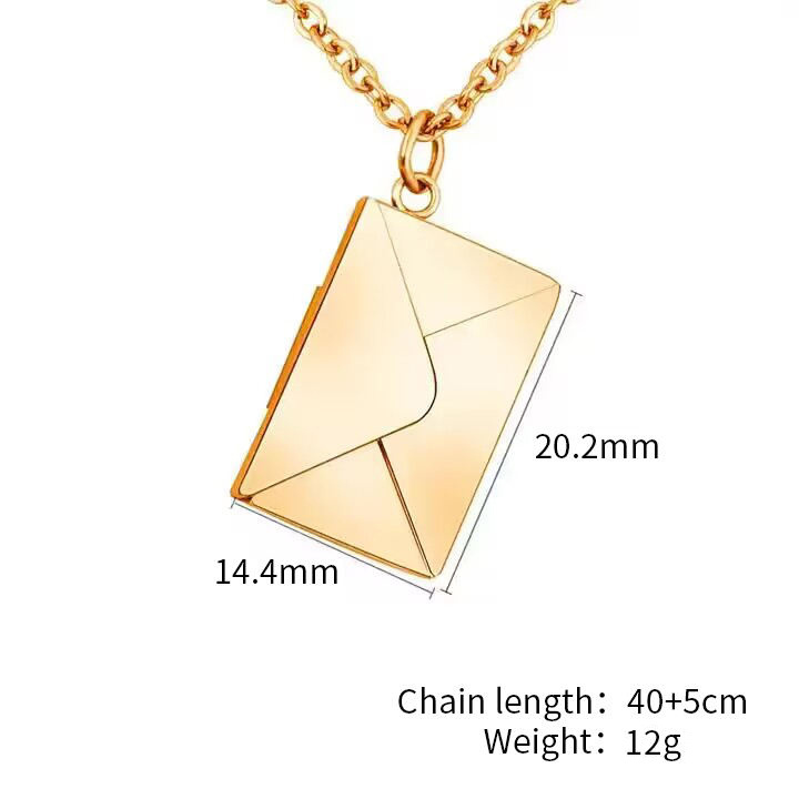 Personalized Frame Pendant Necklace Custom Stainless Steel Locket Pendant Love Letter Envelope Necklace For Women