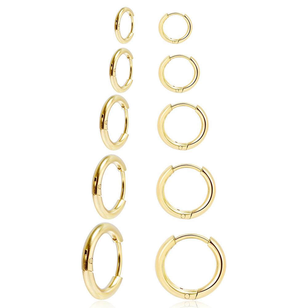 Simple Pop Small Hoop Earrings Set Stainless Steel Ladies Stud Earrings