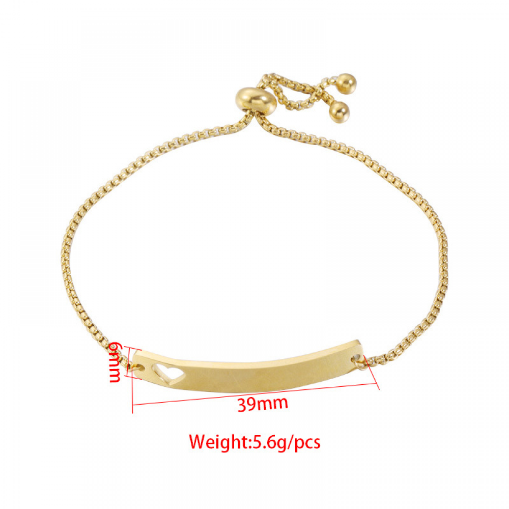 Hot Sell Jewelry DIY Curved Hollow Heart Shape Stainless Steel Women Bracelet Bangles Engrave Name Bar Box Chain Bracelet