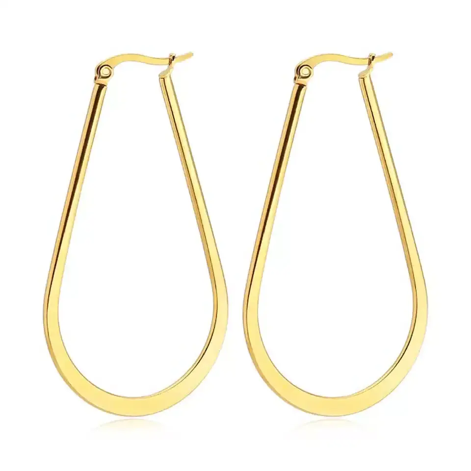 18K Gold PVD Plated No Fade Tarnish Free Waterproof Hypoallergenic Cartilage Women Fashion Jewelry Large Hoop Earring