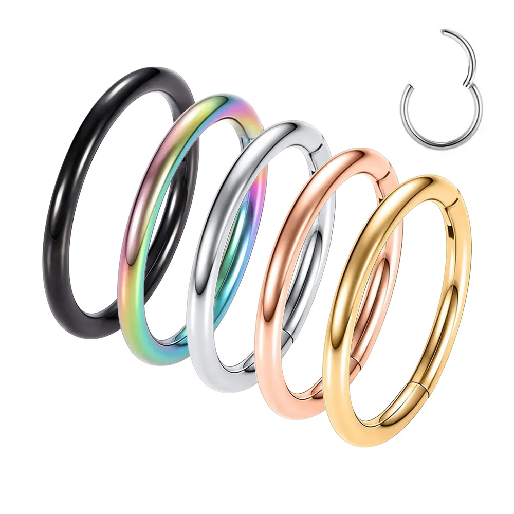 Fashion nickel free hypoallergenic gold piercing titanium hoop nose rings titanium body jewelry for women men studs pierced