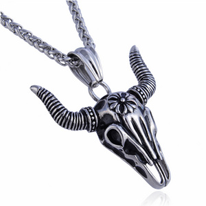 Ox Head Skull Steel Fantasy Jewels Gothic Pendant And Charms Jewelry