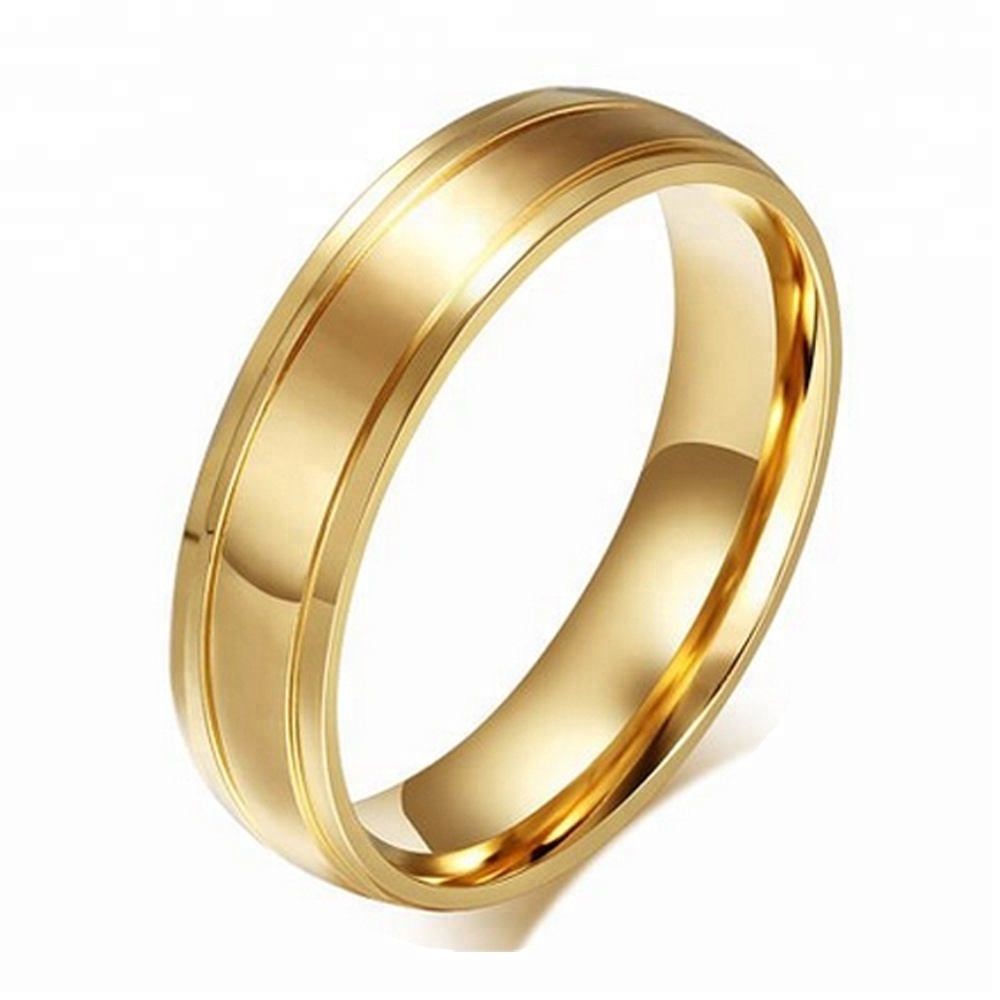 Cheap Jewelry 24K Gold Plated Jewelry No Fade Stainless Steel Wedding Rings