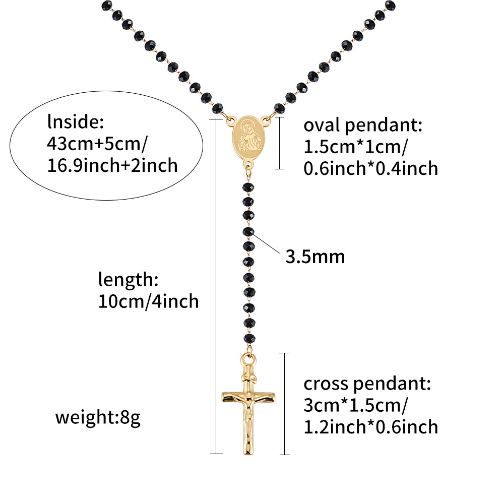 Religious Jewelry Rosarios Catolicos Prayer Beads Cross Pendant Beads Chain Stainless Steel Rosary Necklaces