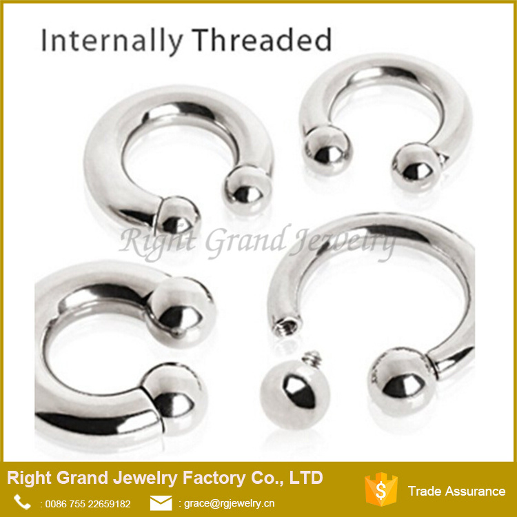 Surgical Steel CBB Internally Threaded Horseshoes Big Gauge Circular Barbell