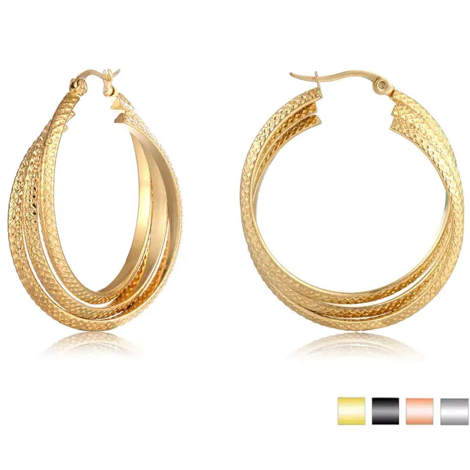 18K Gold PVD Plated No Fade Tarnish Free Waterproof Hypoallergenic Cartilage Women Fashion Jewelry Large Hoop Earring