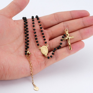 Religious Jewelry Rosarios Catolicos Prayer Beads Cross Pendant Beads Chain Stainless Steel Rosary Necklaces