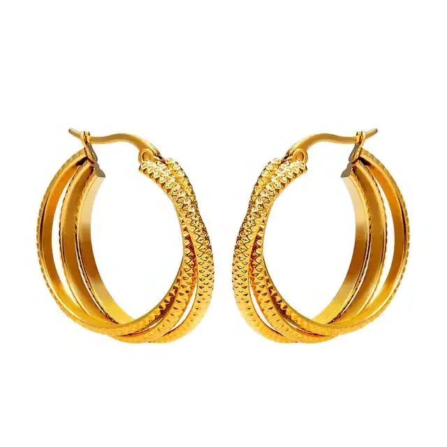 18K Gold PVD Plated No Fade Tarnish Free Waterproof Hypoallergenic Cartilage Women Fashion Jewelry Large Hoop Earring