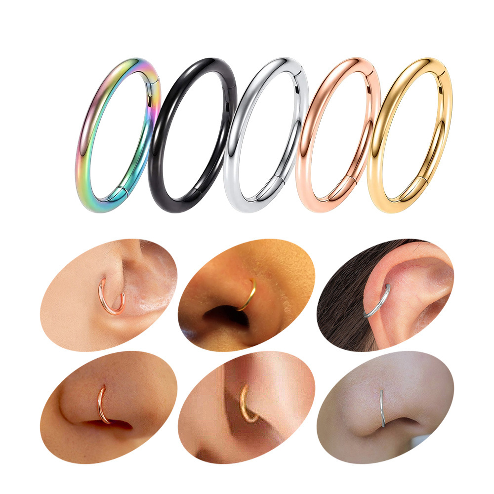 Fashion nickel free hypoallergenic gold piercing titanium hoop nose rings titanium body jewelry for women men studs pierced