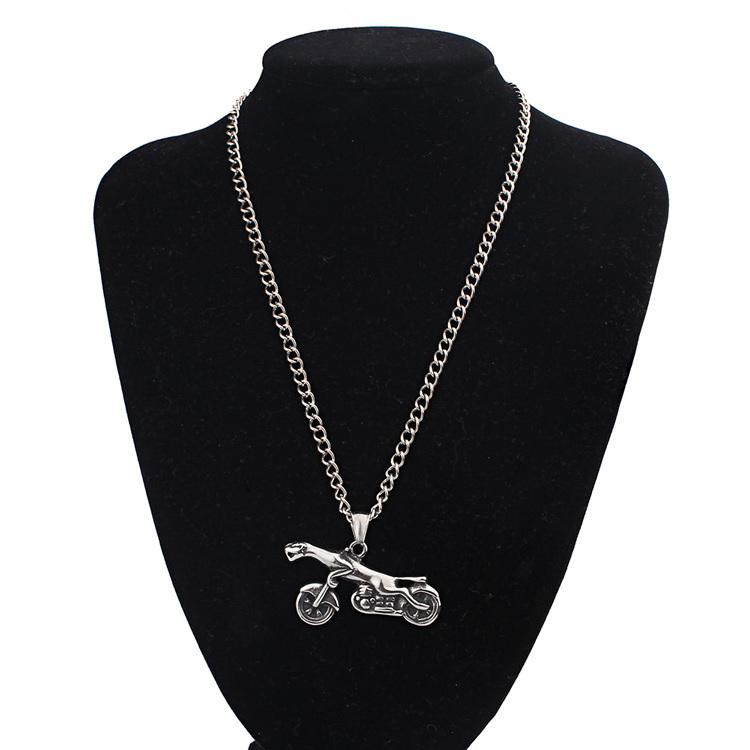 Men's Leopard Rider Rock Punk Necklaces Pendants Fashion Stainless Steel Motorcycle Locomotive Necklace