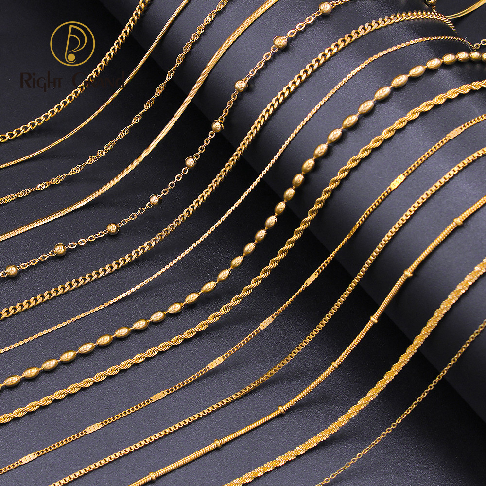 Punk Cuban Link Chain Stainless Steel Necklace Men Women Jewelry Gold Plated multiple sizes Snake chain Figaro Chain