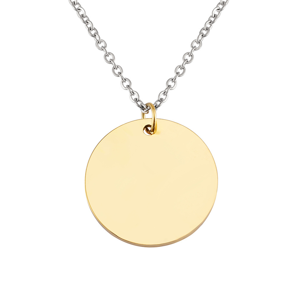 Fashion Simple Stainless Steel Jewelry Gold Plated Circle Pendant Custom Necklace