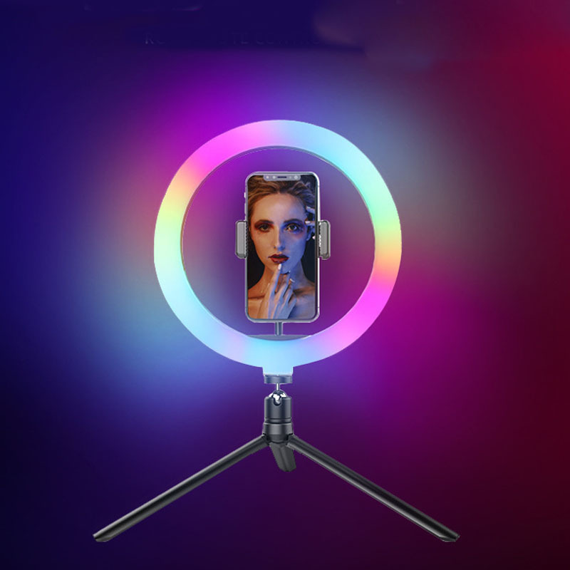 MJ20 soft RGB Selfie LED Ring Light with Tripod Stand for Makeup YouTube Video 8 Inch Dimmable Photography Lighting