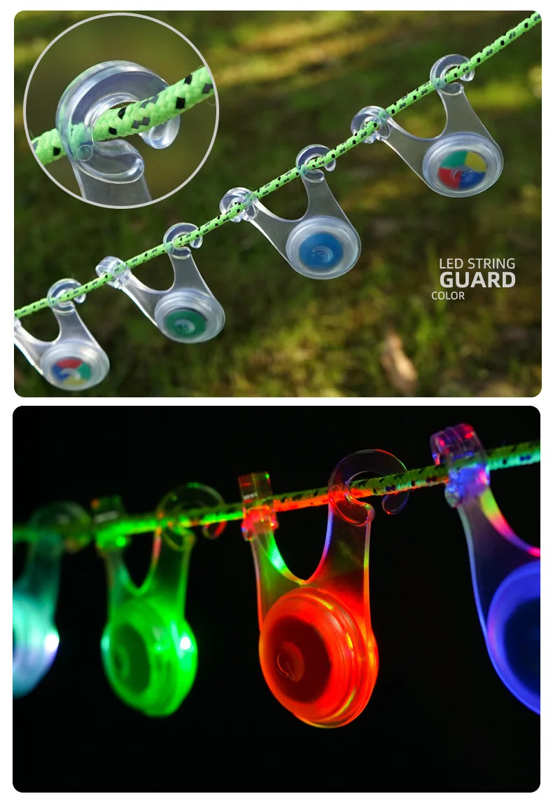 Waterproof LED Tent String Rope Guard Hanging Lights String Lights Mini Flashlight ,Camping Warning Lantern