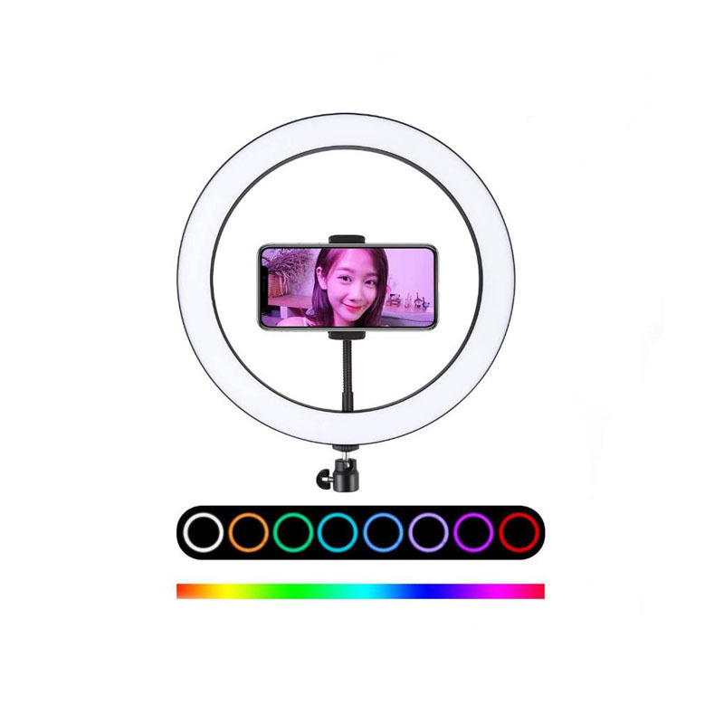 MJ20 soft RGB Selfie LED Ring Light with Tripod Stand for Makeup YouTube Video 8 Inch Dimmable Photography Lighting