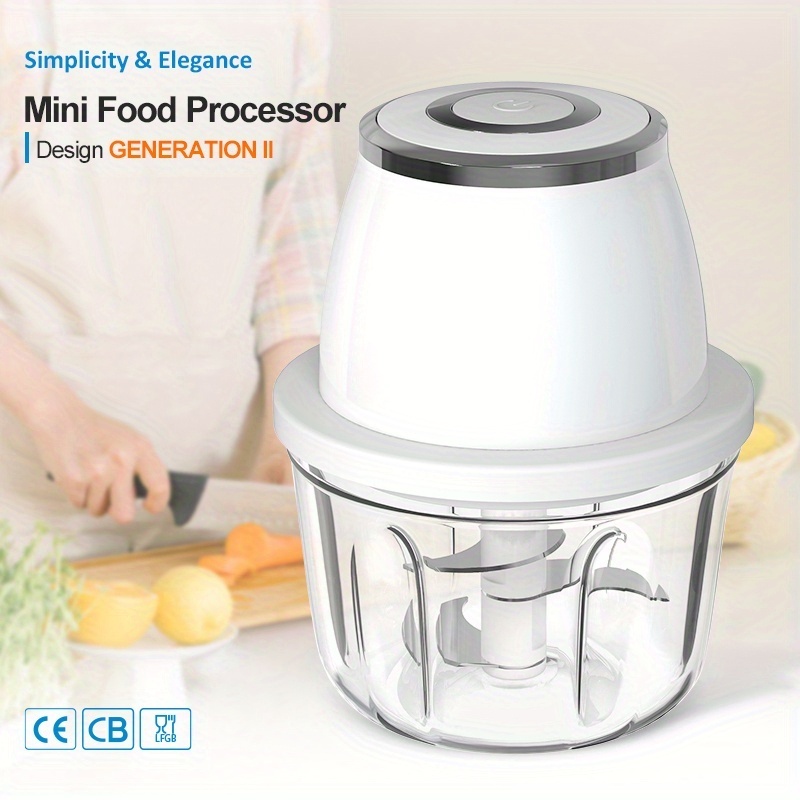 Powerful 304 Stainless Steel Portable Electric Food Chopper & Processor - 350ML Mini USB Wireless Handheld Garlic Slicer