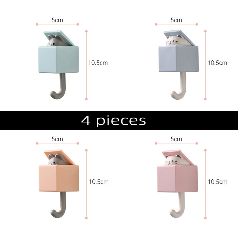 Creative Adhesive Coat Hooks Plastic Pet Wall Hooks for Hanging Key Bag Hat Towel Backpacks Adhesive Hooks