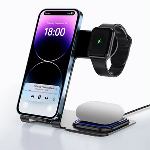 RK-X13 EM Desk Phone 3 in 1 Wireless Charger 3in1 Qi 15W Fast Mobile Phone Charging Stand For Smart Watch Earphone