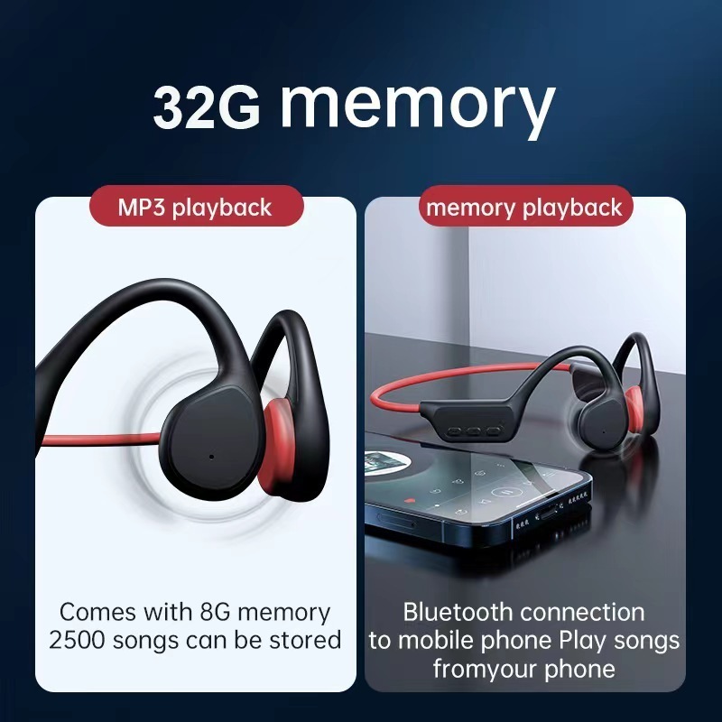 X7 sale stereo IPx8 waterproof Mp3 32G BT wireless open ear headphone TF card sport bone conduction headphones