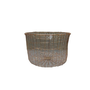 Hand Knotted Iron Copper Plated Metallic Laundry Basket for Cloth Storage Multi Use Premium Quality Hand Crafted iron Basket