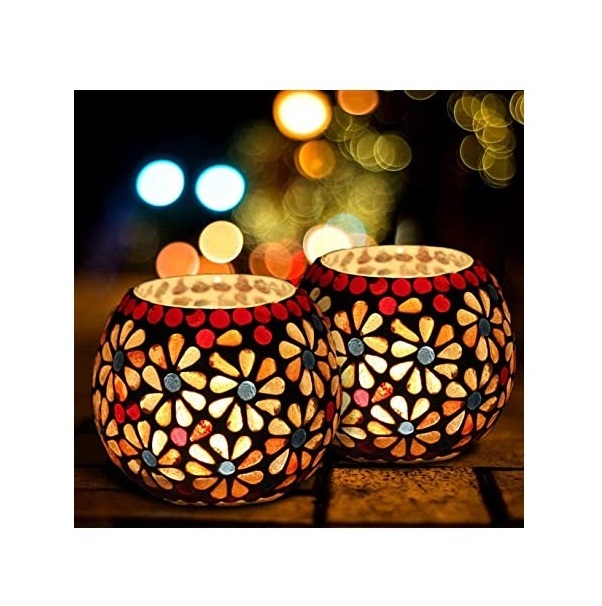 Christmas Decoration Glass Tea Light Holder Handmade Romantic Glass Tealight Candle Holder for Aromatherapy Party Decor Candle H