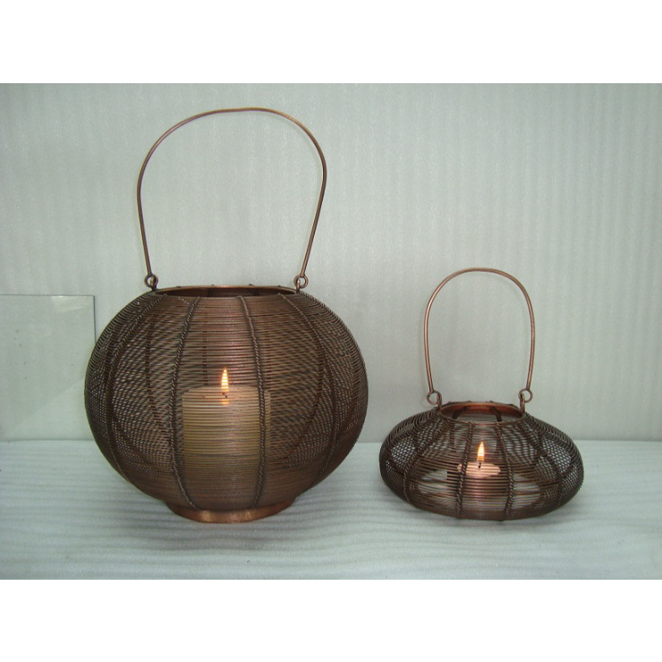 Copper Antique Candle Hurricane Small Lantern Candle Stand for Home Decoration Candle Lamp & Dining Table Decorative Tea Light