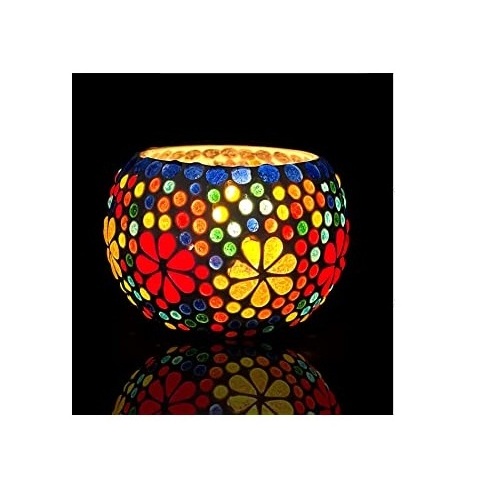 Wholesale Price Mosaic Glass Tea Light Holder Handmade Romantic Tealight Candle for Aromatherapy Party Decor Candle Holder