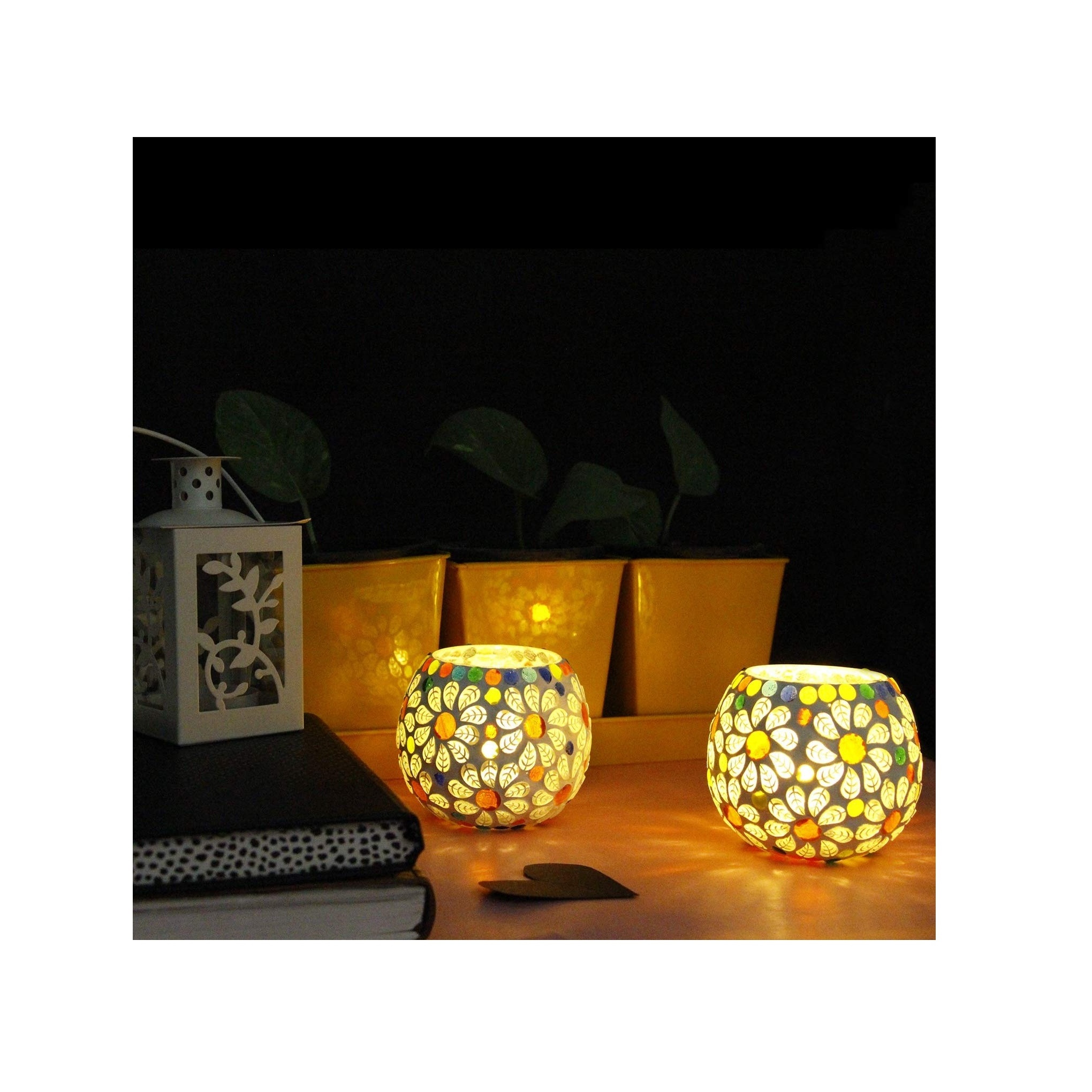 Wholesale Price Mosaic Glass Tea Light Holder Handmade Romantic Tealight Candle for Aromatherapy Party Decor Candle Holder