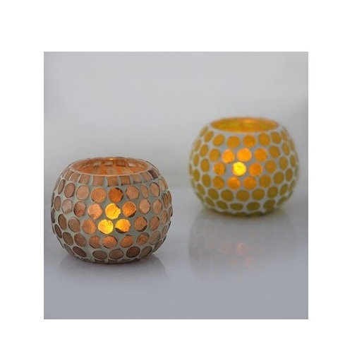 Latest Theme Large Tea Light Candle Holder home decor Mosaic Glass Candle Holder Tea Light Holder for Weddings Christmas