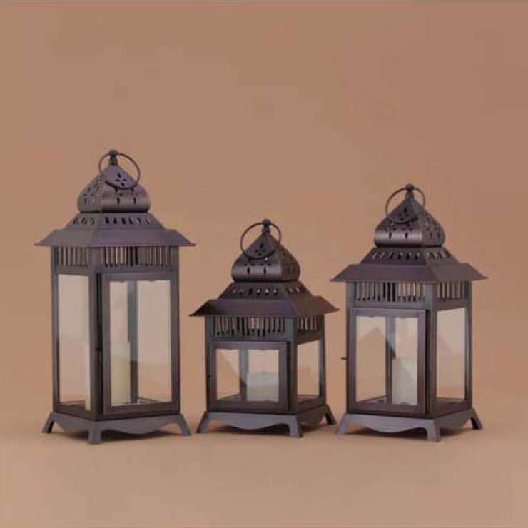 Decorative Hut Shape Iron Hanging Lanterns Premium Quality Best Tableware Iron Lanterns Set of 3 by RGn Exports