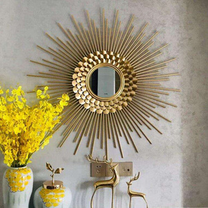 Unique Style Adhesive Acrylic Feather Oval Shape Decor Wall Mirror Sticker for Home Decoration