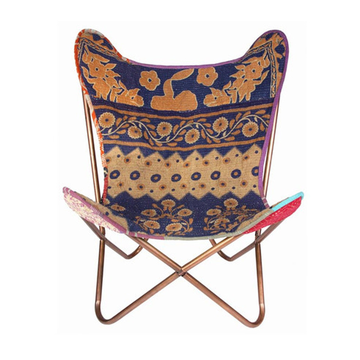 Butterfly chair with Kantha Fabric Living Room Furniture Modern Chair Outdoor Vintage Kantha Fabric chair