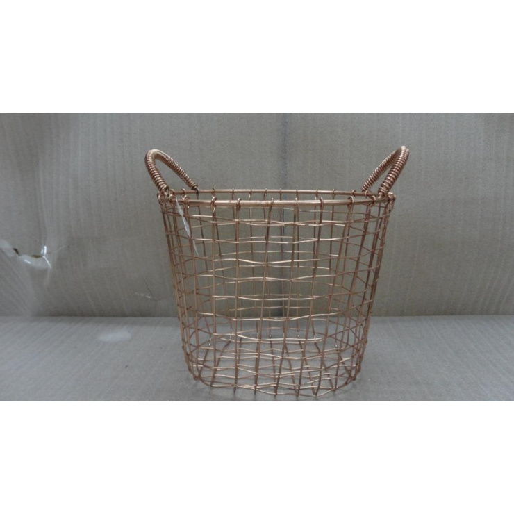 Hand Knotted Iron Copper Plated Metallic Laundry Basket for Cloth Storage Multi Use Premium Quality Hand Crafted iron Basket