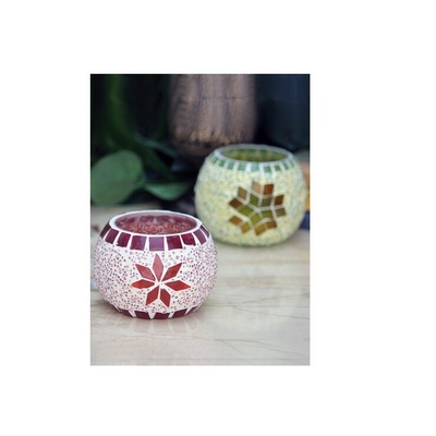 Latest Theme Large Tea Light Candle Holder home decor Mosaic Glass Candle Holder Tea Light Holder for Weddings Christmas