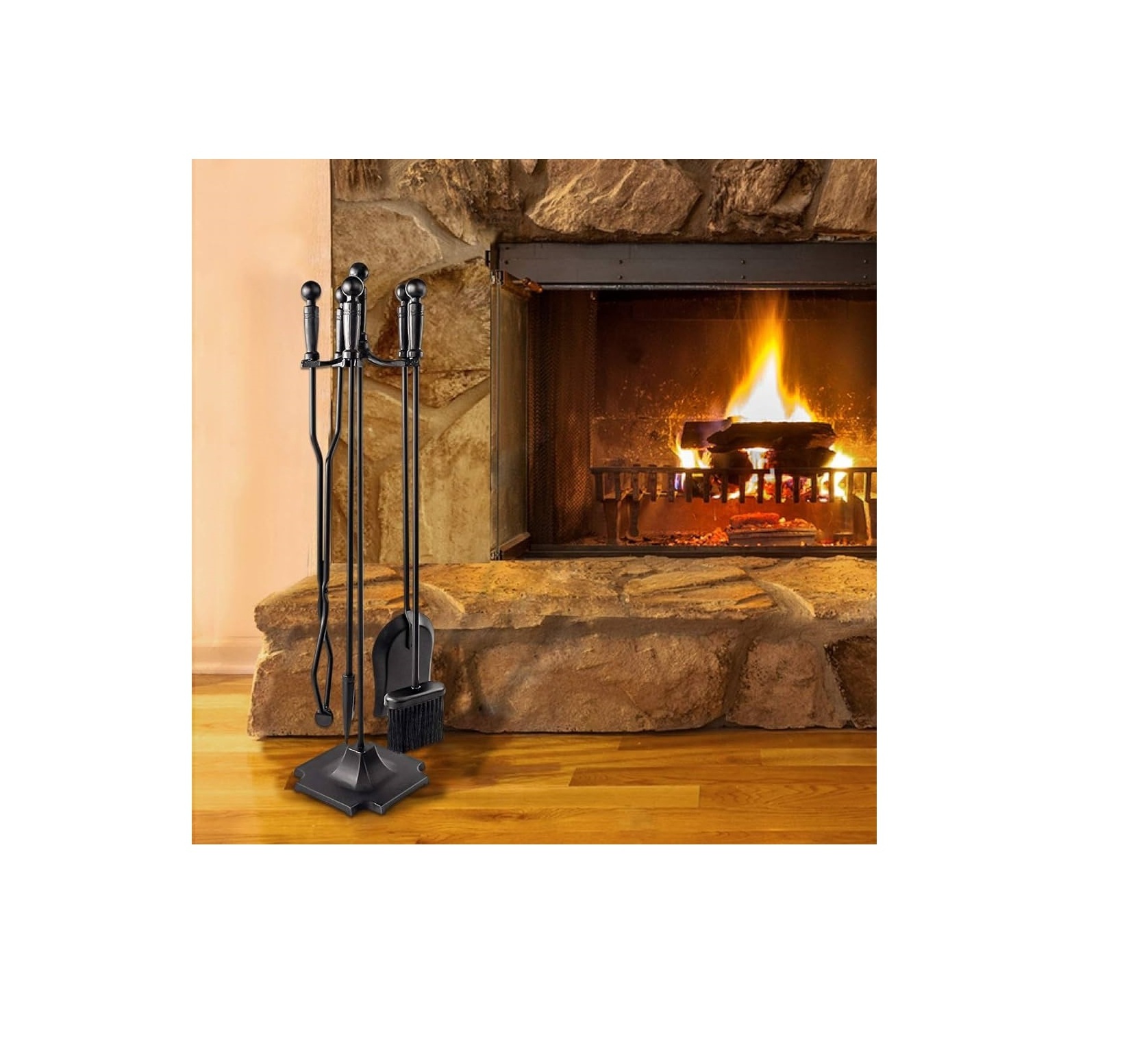 Fireside Companion Set Fire Companion Sets Include Stand Brush Tongs Poker and Shovel Wood Burner Set Fireside Tools Accessories