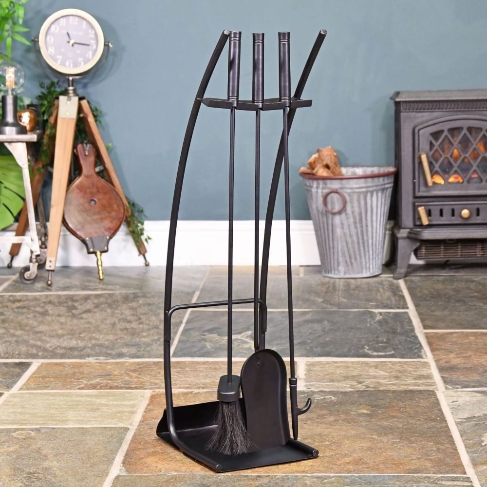 Wholesale Price Fireplace Accessories Tool Set Fire Poker Metal In Black Wood Holder Firewood Rack With Best Quality