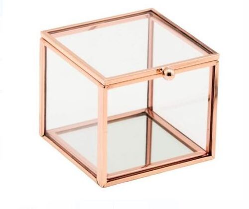 Wholesale Rose gold glass Vases ring jewelry box gifts copper decorative metal pyramid trinket storage box