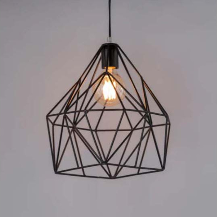 Compact, Modern, Classy, and Diamond-shaped Hanging Ceiling Lamp Solid black color powder-coated Hanging Lantern